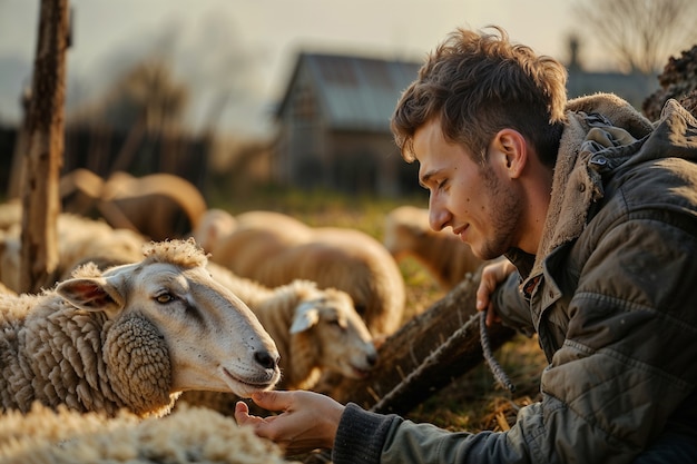 Portrait of people in charge of a sheep farm