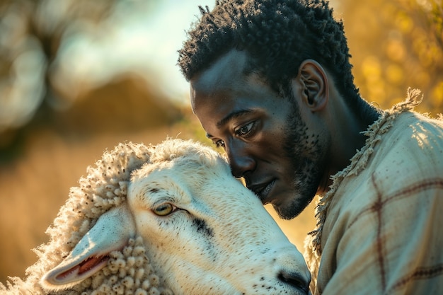 羊の農場を担当する人々の肖像画