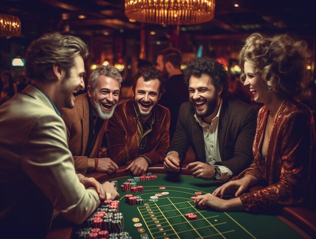 Portrait of people gambling and playing at a casino