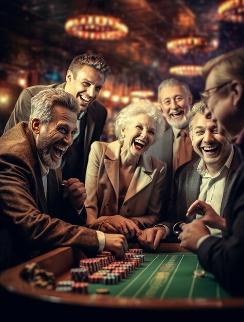 Portrait of people gambling and playing at a casino