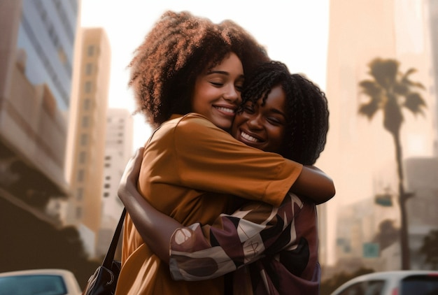 Free photo portrait of people hugging each other in honor of hugging day celebration