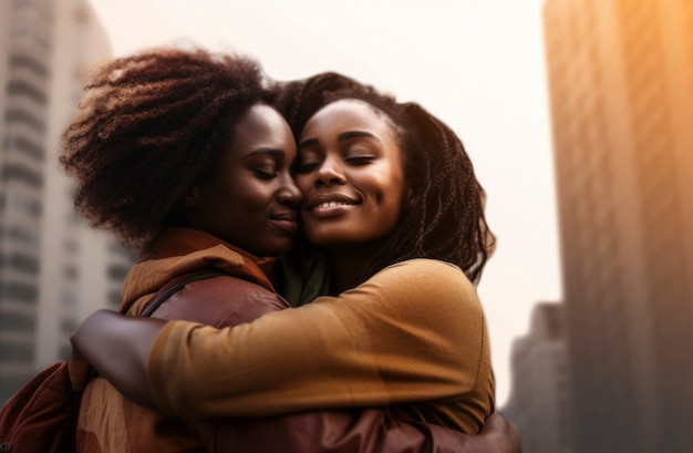 Free photo portrait of people hugging each other in honor of hugging day celebration