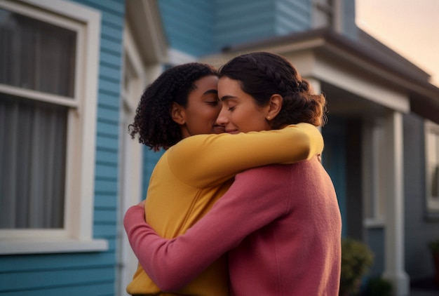 Portrait of people hugging each other in honor of hugging day celebration