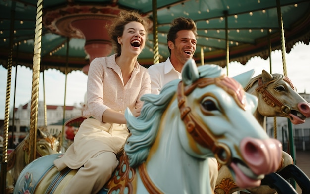 Free photo portrait of people smiling at festival