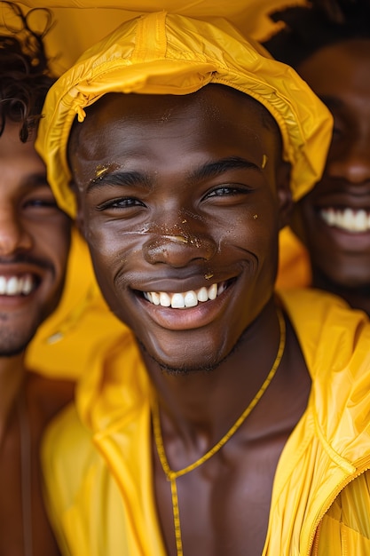 Portrait of people wearing yellow