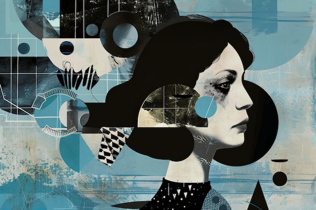 portrait of person for autism day awareness in collage style