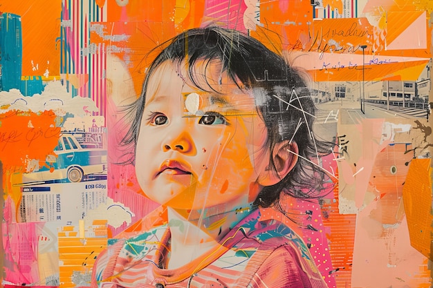portrait of person for autism day awareness in collage style