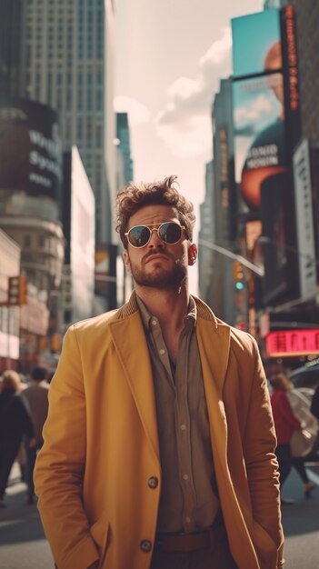 Portrait of person during daily life in new york city