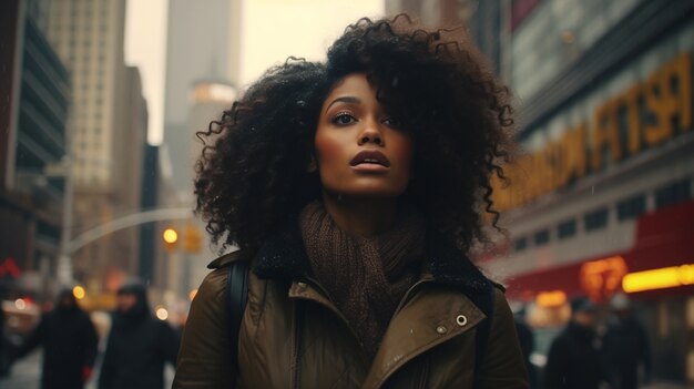 Portrait of person during daily life in new york city