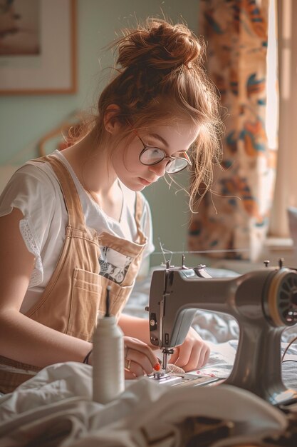 Portrait of person doing arts and crafts