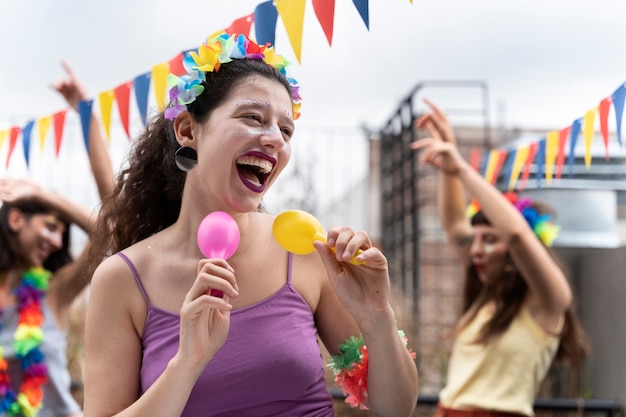 Free photo portrait of person having fun at carnival