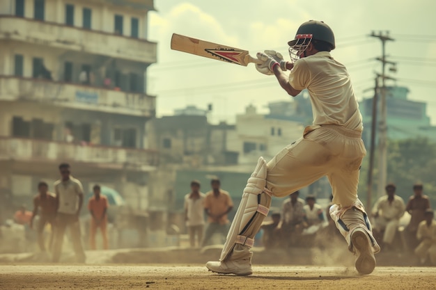 Portrait of person playing cricket sport