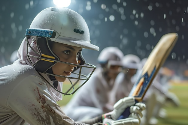 Portrait of person playing cricket sport
