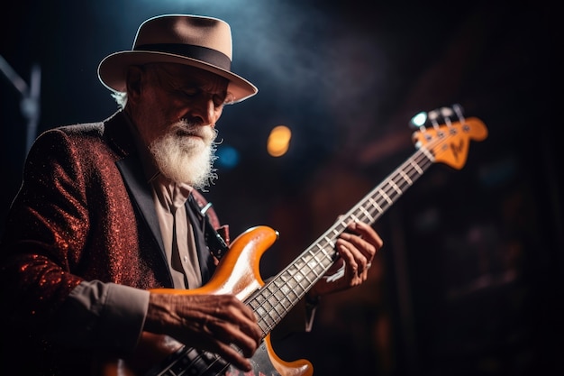 Free photo portrait of person playing music on guitar