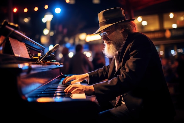 Foto gratuita ritratto di una persona che suona la musica al pianoforte