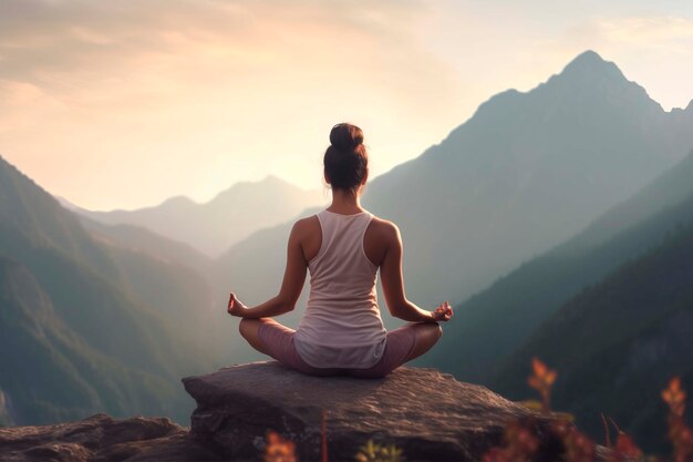 Foto gratuita ritratto di una persona che pratica lo yoga all'aperto in natura