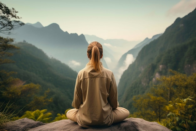 Portrait of person practicing yoga outdoors in nature