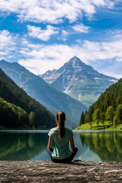 Portrait of person practicing yoga outdoors in nature