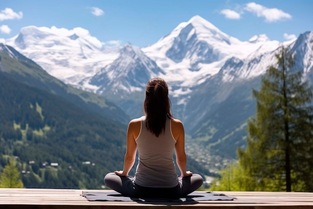 Foto gratuita ritratto di una persona che pratica lo yoga all'aperto in natura