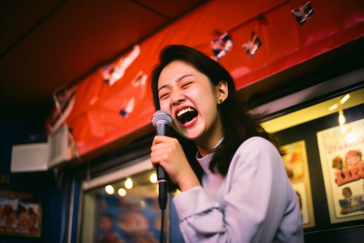 無料Photo カラオケで微笑む人の肖像画