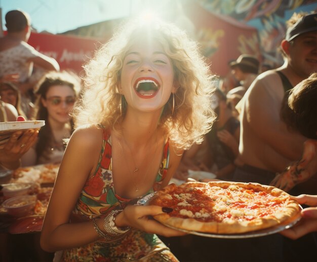 Portrait of person smiling while eating