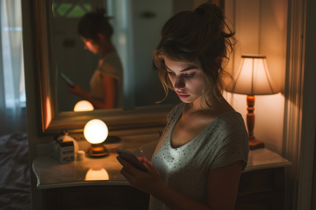 portrait of person suffering from cybersickness from using a tech device for too long