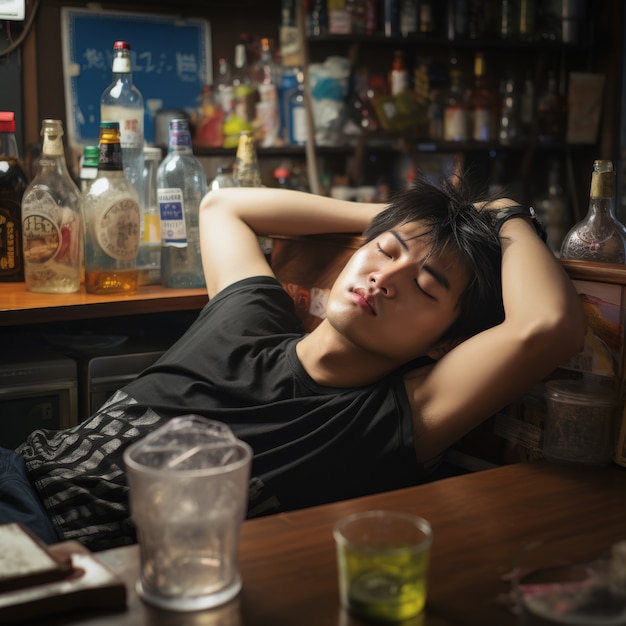 Free photo portrait of person suffering from hangover