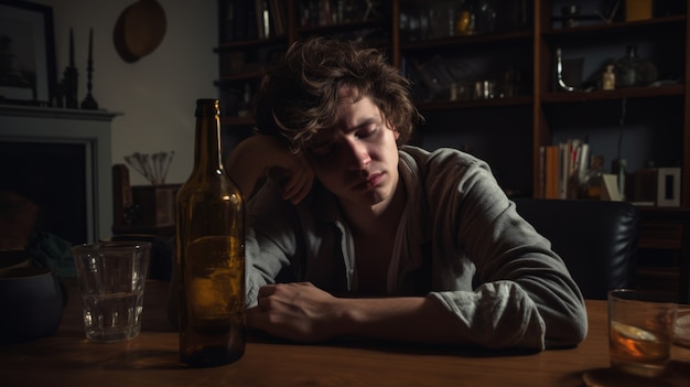 Free photo portrait of person suffering from hangover