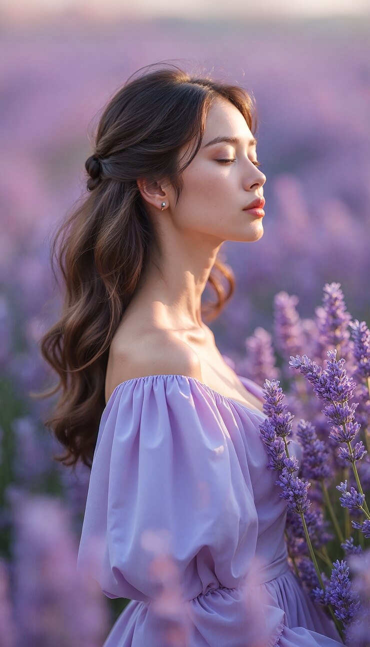 免費 Photo 被花包圍的人的肖像
