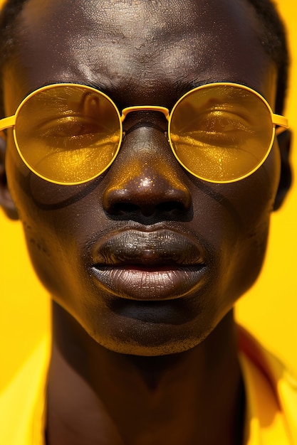 Free photo portrait of person wearing yellow