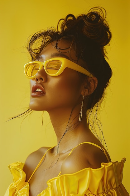 Free photo portrait of person wearing yellow