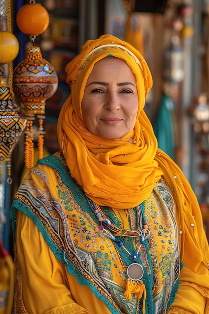 Free photo portrait of person wearing yellow