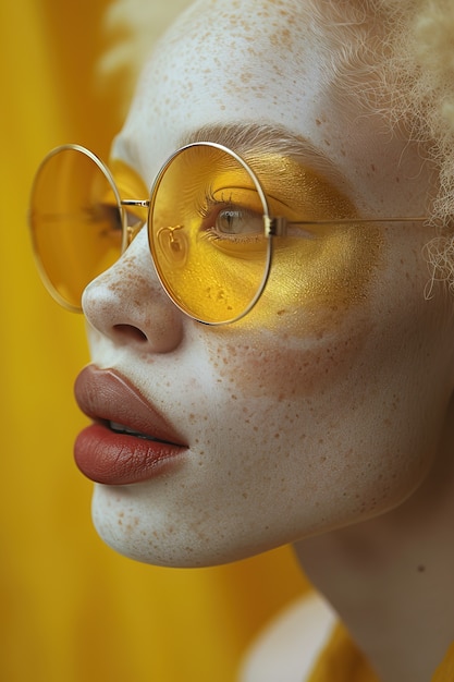 Free photo portrait of person wearing yellow