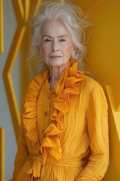 Free photo portrait of person wearing yellow