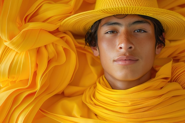 Free photo portrait of person wearing yellow