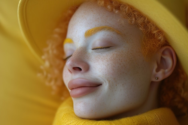 Free photo portrait of person wearing yellow