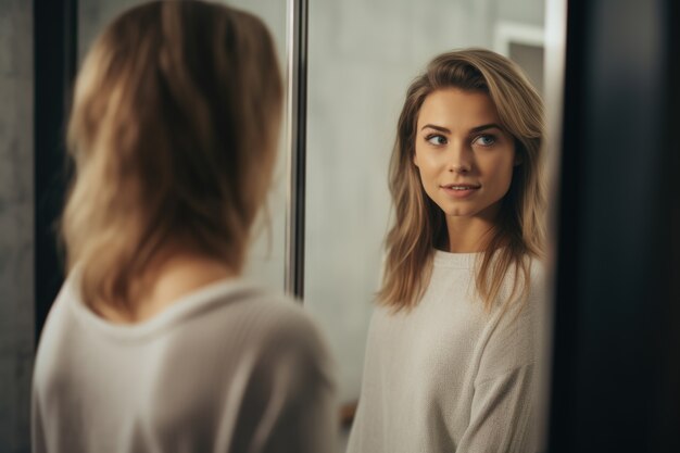 Portrait of person with different personalities