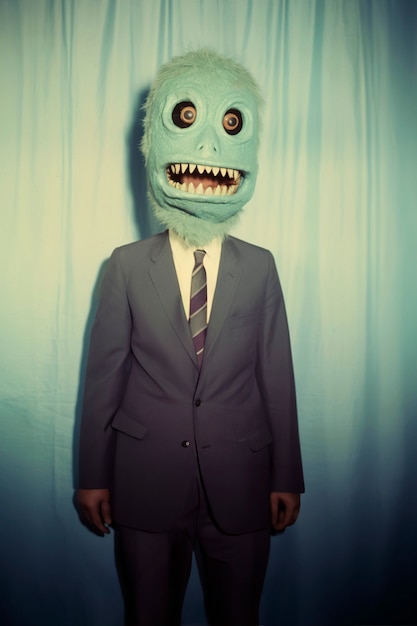 Free photo portrait of person with funny mask