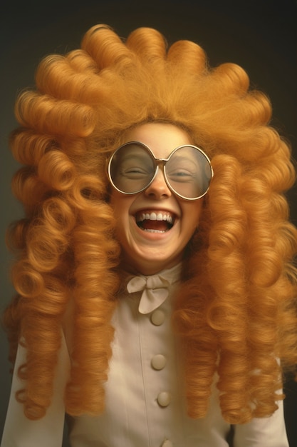 Free photo portrait of person with funny wig