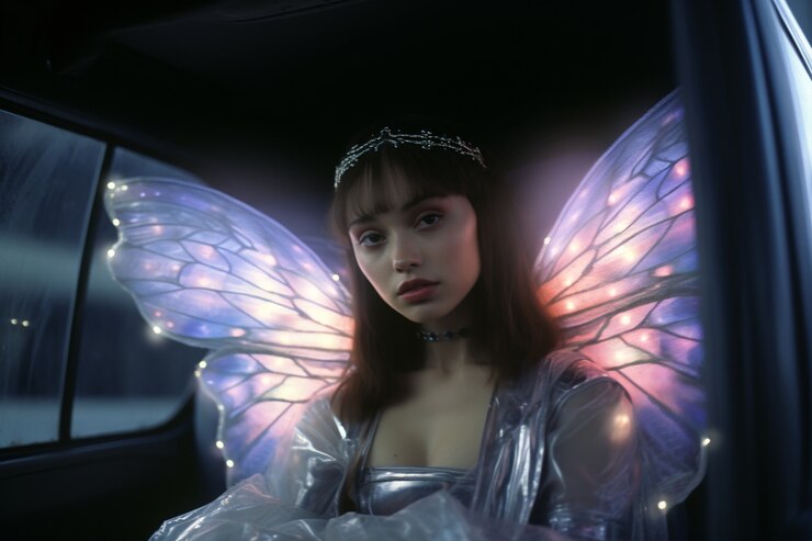 免費 Photo 一個有神奇翅膀和仙女核心美學的人的肖像