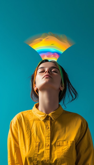 Portrait of person with rainbow colors symbolizing thoughts of the adhd brain