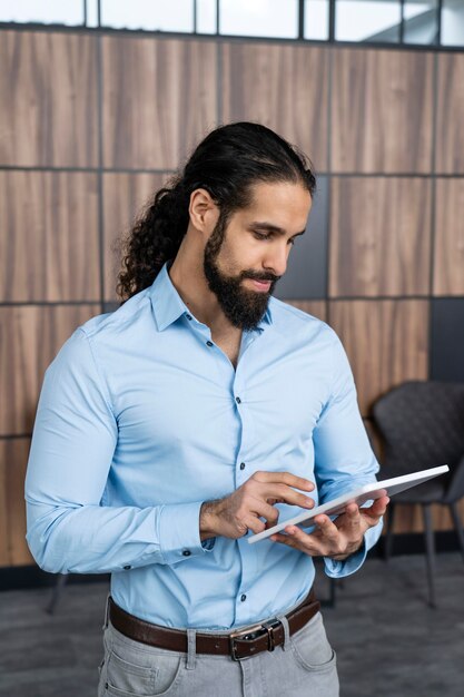 Portrait of person working while standing