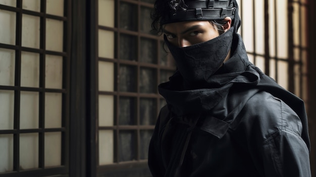 Free photo portrait of photorealistic male ninja warrior