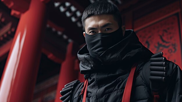 Portrait of photorealistic male ninja warrior