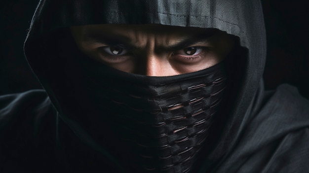 Free photo portrait of photorealistic male ninja warrior