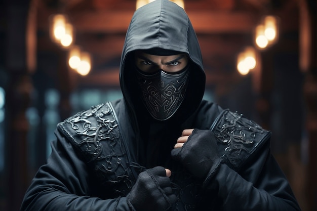 Free Photo | Portrait of photorealistic male ninja warrior