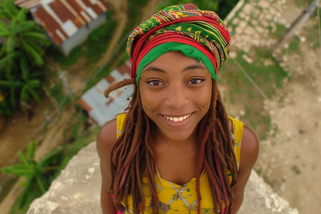 Photorealistic portrait of african rastafarian woman with