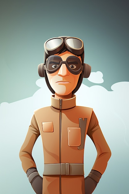 Portrait of pilot in cartoon style