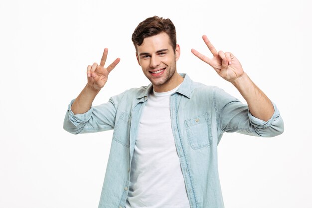 Portrait of a pleased smiling man