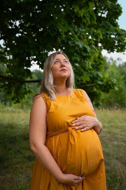 Portrait of plus size pregnant woman